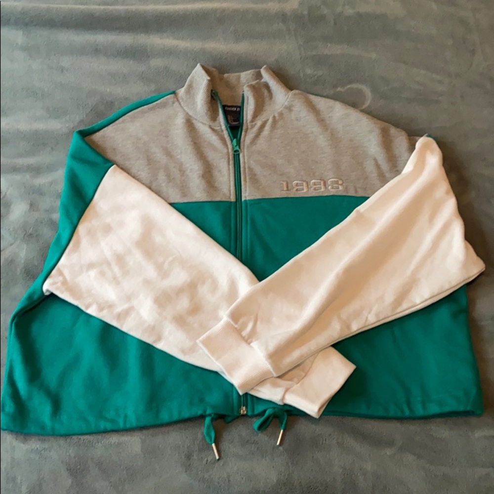 Cropped F21 Zip Up Sweater